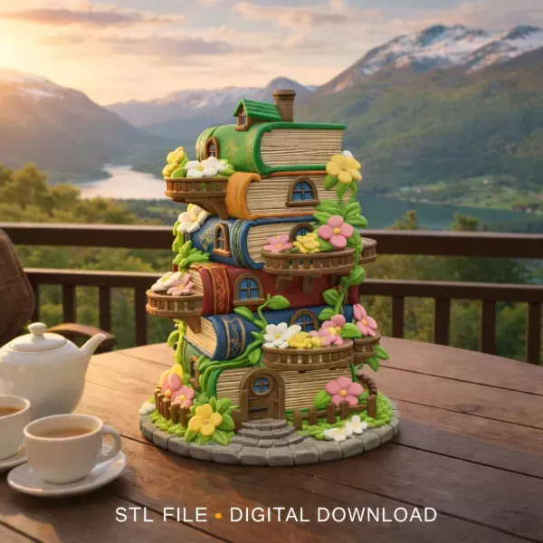 Enchanted Book Tower House STL File 3D Printable