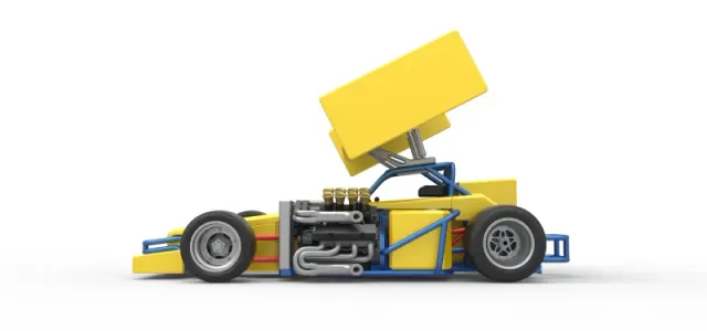 Supermodified front engine Winged race car V2 Scale 1:25 — Image 9 of 30