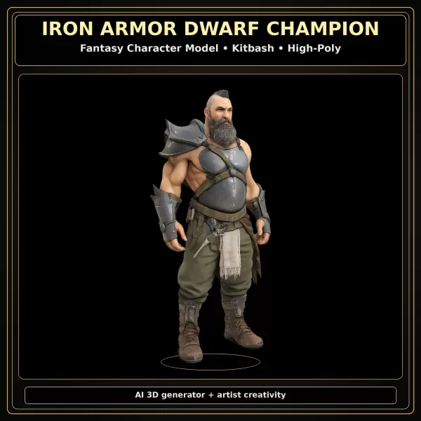 Fantasy Dwarf Warrior Pack – Fantasy Character Model Kitbash — Image 10 of 16