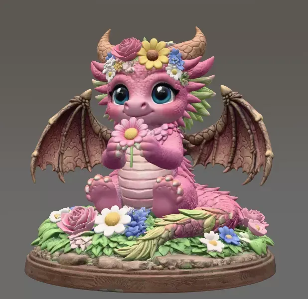 Cute Flower Dragon STL File 3D Print — Фото 2 из 12