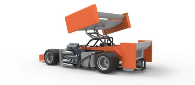 Supermodified front engine Winged race car V3 Scale 1:25 — Фото 12 из 31