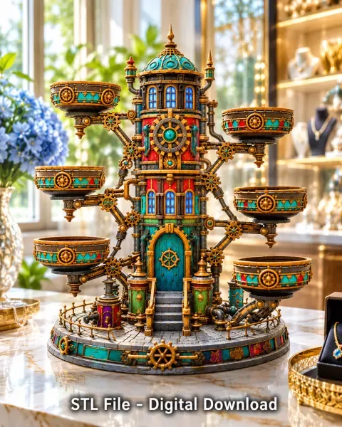 Steampunk Key & Jewelry Organizer STL File for 3D Print — Фото 3 из 17