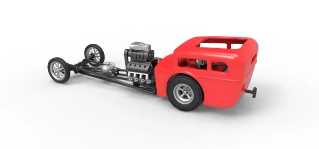 Front engine old school dragster with shell Scale 1:25 — Фото 9 из 30