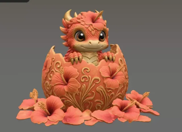 Hibiscus Hatchling Dragon STL File for 3D Print — Фото 7 из 17