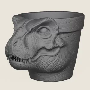 Dinosaur Trex Head Planter Print Ready 3D Model