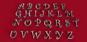 CURLZ font uppercase 3D letters STL file