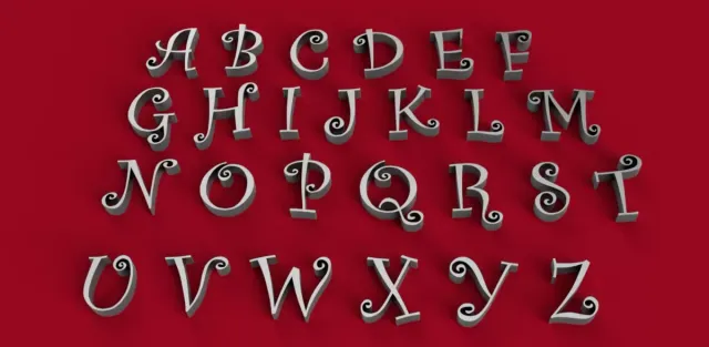 CURLZ font uppercase 3D letters STL file — Image 4 of 4