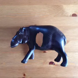 Wooden Hippo African Figurine