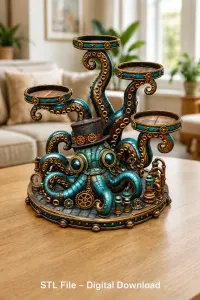 Steampunk Octopus Tray Organizer STL File for 3D Print