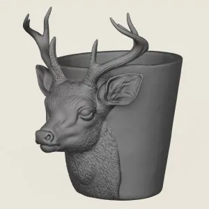 Deer Head Planter Print Ready 3D Model