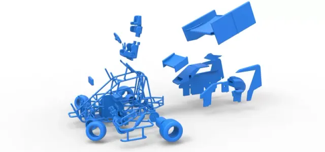 Winged 600 Micro sprint car while turning Scale 1:25 — Фото 29 из 31