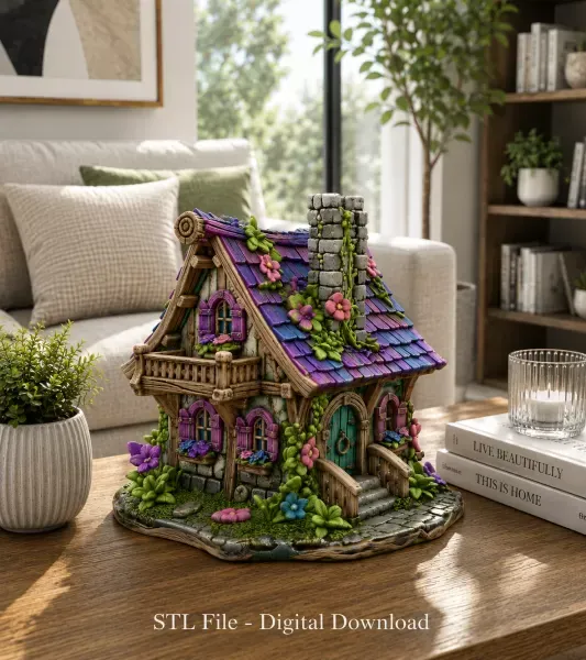 Enchanted Bloom Cottage STL File for 3D Printing — Image 2 of 13