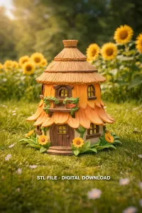 Fantasy Straw Cottage – STL File 3D Printable Fairy House