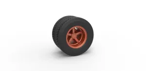 Rear 5 spoke wheel of old school truck Scale 1:25