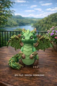 Wood Dragon – STL File 3D Printable Fantasy Dragon Figurine
