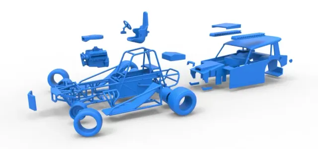 Vintage Dirt Modified stock car V6 while turning Scale 1:25 — Фото 28 из 31