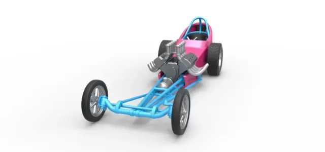 Front engine old school dragster with shell Version 5 1:25 — Фото 3 из 31