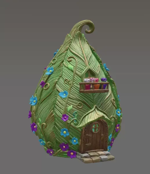 Enchanted Leaf Fairy House STL File 3D Printable Fantasy Cottage — Фото 7 из 11
