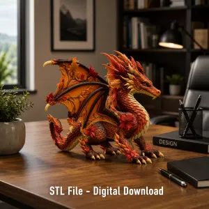Autumn Ember Dragon STL File for 3D Print