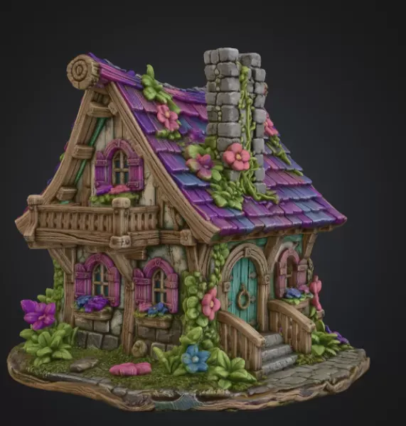 Enchanted Bloom Cottage STL File for 3D Printing — Image 3 of 13