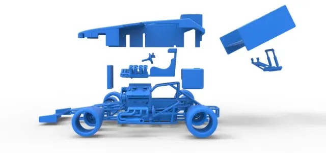 Supermodified front engine Winged race car V2 Scale 1:25 — Image 27 of 30