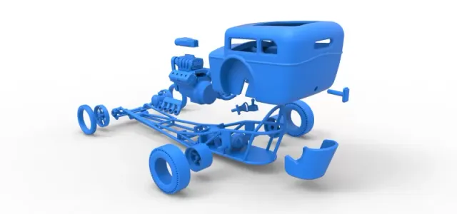 Front engine old school dragster with shell Scale 1:25 — Фото 29 из 30