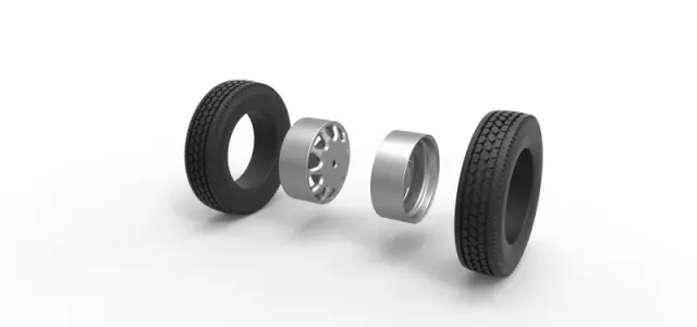 Diecast Rear custom wheel of semi truck Version 5 Scale 1:25 — Фото 9 из 12