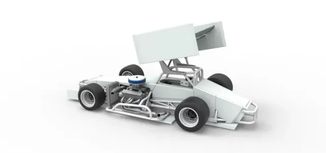 Supermodified front engine Winged race car V4 Scale 1:25 — Фото 11 из 30