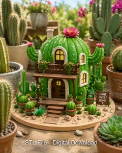 Cactus Cottage House STL File for 3D Print