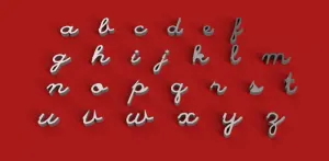 SCRIPTS font lowercase 3D letters STL file