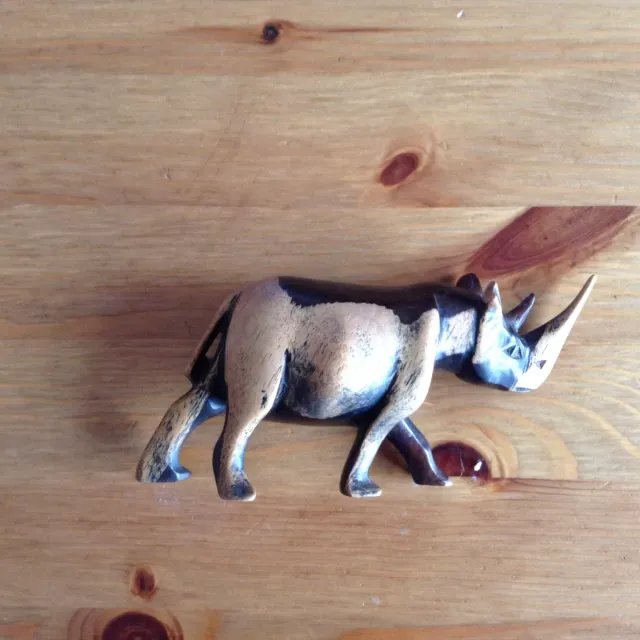Model of Wooden Rhino African Figure — Image 4 of 4