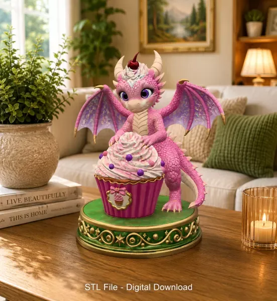 Cute Fantasy Dessert Dragon STL for 3D Printing — Фото 2 из 13