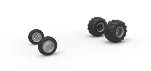 Wheel Set of Vintage Pulling Funny car Scale 1:25