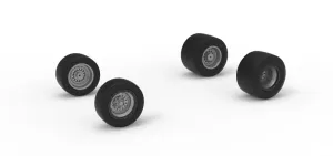 Wheel Set of Vintage Pavement Silver Crown Car Scale 1:25