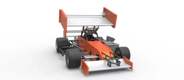 Supermodified front engine Winged race car V3 Scale 1:25 — Фото 26 из 31