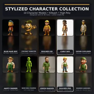 Stylized Character Collection Vol. 01 – Kitbash High-Poly 3D Mod