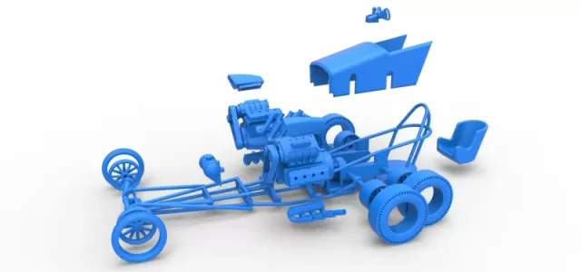Diecast Front engine old school 6 wheeled dragster Scale 1:25 — Image 23 of 31