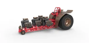 Diecast Pulling tractor with 4 engines V8 Version 5 Scale 1:25