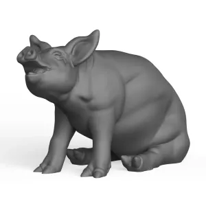 3D Printable Pig Sitting Pose