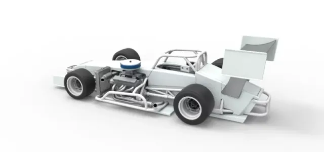 Supermodified front engine Winged race car V4 Scale 1:25 — Фото 25 из 30