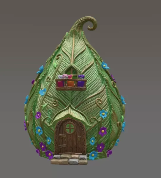 Enchanted Leaf Fairy House STL File 3D Printable Fantasy Cottage — Фото 4 из 11