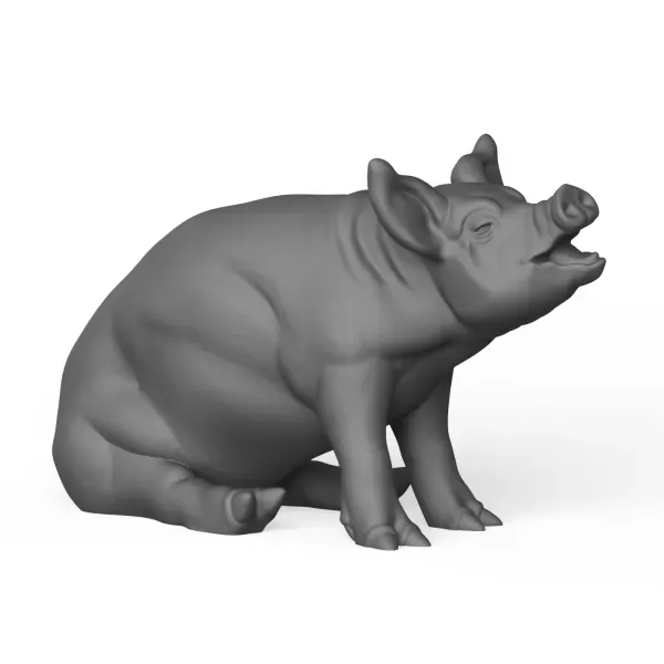 3D Printable Pig Sitting Pose — Image 5 of 6