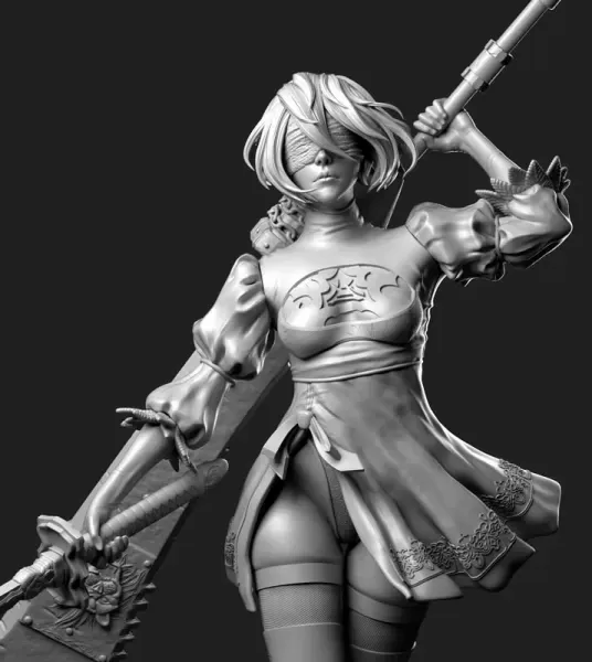 Nier Automata 2B Action Figure - 3D Printed Model — Image 4 of 5