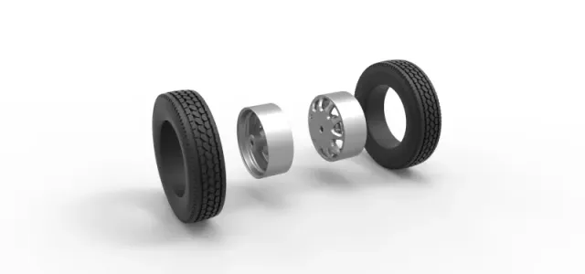 Diecast Rear custom wheel of semi truck Version 5 Scale 1:25 — Фото 10 из 12