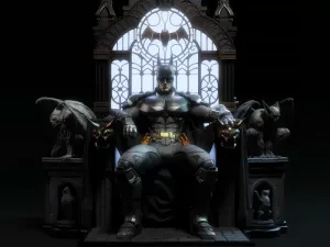 Batman On Throne Fanart STL File For 3D Print