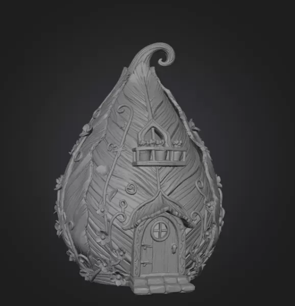 Enchanted Leaf Fairy House STL File 3D Printable Fantasy Cottage — Фото 11 из 11