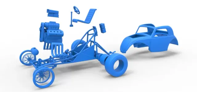 Front engine old school dragster with shell V10 Scale 1:25 — Фото 18 из 26