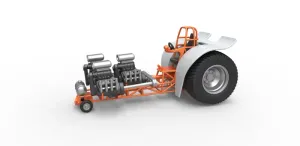 Diecast Pulling tractor with 3 engines V8 Version 4 1:25