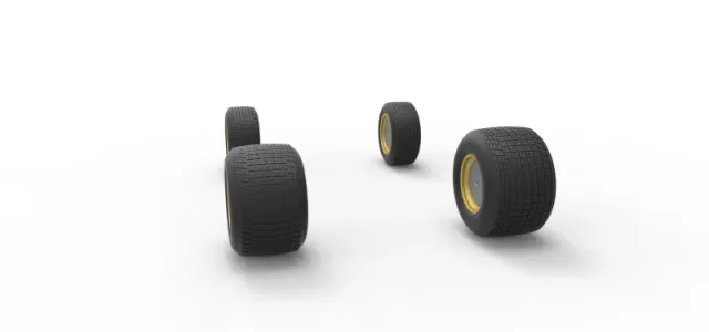 Wheel Set of Vintage Dirt Supermodified stock car Scale 1:25 — Image 9 of 12