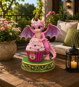 Cute Fantasy Dessert Dragon STL for 3D Printing